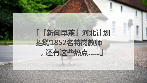 「新闻早茶」河北计划招聘1852名特岗教师，还有这些热点……