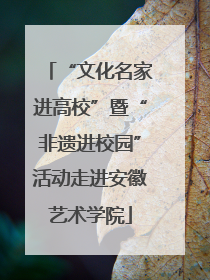 “文化名家进高校”暨“非遗进校园”活动走进安徽艺术学院