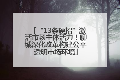 “13条硬招”激活市场主体活力！聊城深化改革构建公平透明市场环境