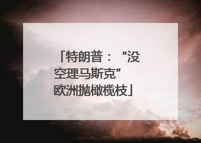 特朗普：“没空理马斯克” 欧洲抛橄榄枝