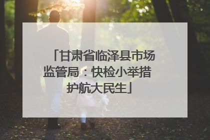 甘肃省临泽县市场监管局：快检小举措 护航大民生