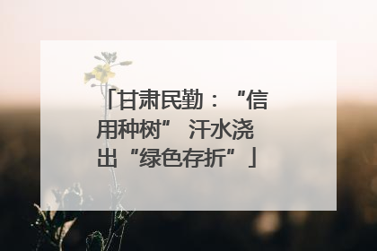甘肃民勤：“信用种树” 汗水浇出“绿色存折”