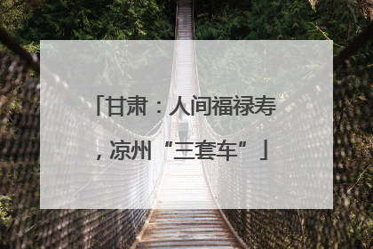 甘肃：人间福禄寿，凉州“三套车”