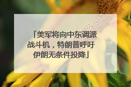 美军将向中东调派战斗机，特朗普呼吁伊朗无条件投降