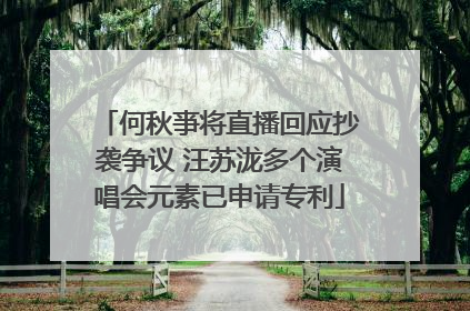 何秋亊将直播回应抄袭争议 汪苏泷多个演唱会元素已申请专利