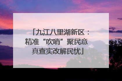 九江八里湖新区：精准“吹哨”聚民意 真查实改解民忧