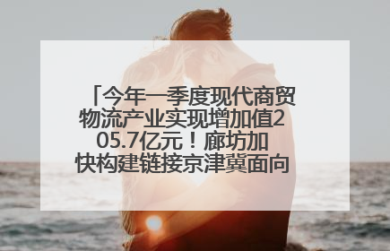 今年一季度现代商贸物流产业实现增加值205.7亿元！廊坊加快构建链接京津冀面向全世界的物流通道