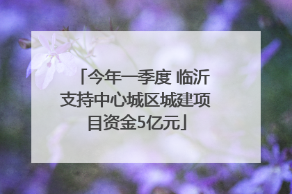 今年一季度 临沂支持中心城区城建项目资金5亿元