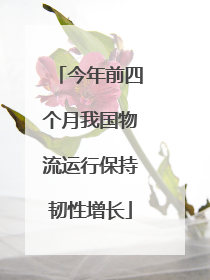 今年前四个月我国物流运行保持韧性增长