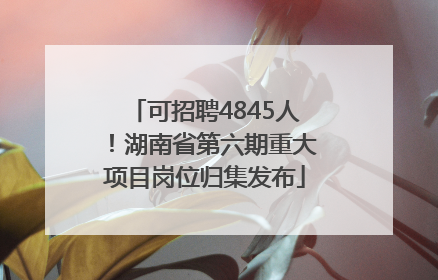 可招聘4845人！湖南省第六期重大项目岗位归集发布