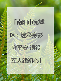 南阳市宛城区：迷彩身影守平安 退役军人践初心