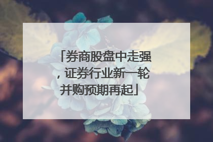 券商股盘中走强，证券行业新一轮并购预期再起