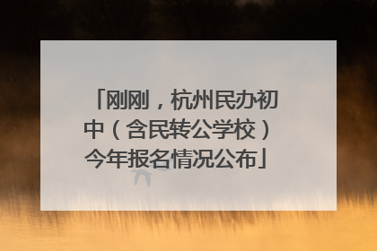 刚刚，杭州民办初中（含民转公学校）今年报名情况公布