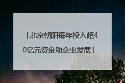 北京朝阳每年投入超40亿元资金助企业发展