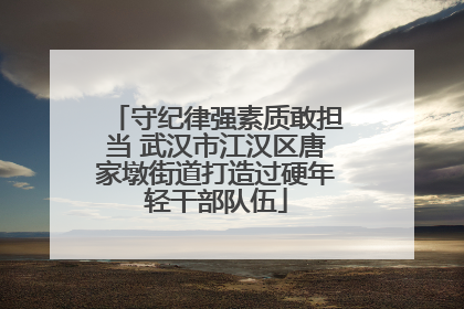 守纪律强素质敢担当 武汉市江汉区唐家墩街道打造过硬年轻干部队伍