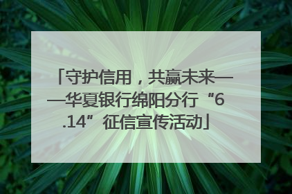 守护信用，共赢未来——华夏银行绵阳分行“6.14”征信宣传活动