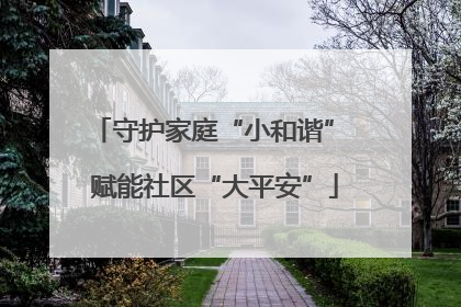 守护家庭“小和谐” 赋能社区“大平安”