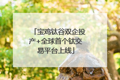 宝鸡钛谷双企投产+全球首个钛交易平台上线