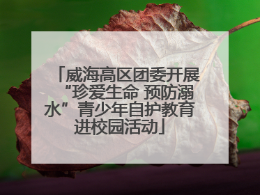 威海高区团委开展“珍爱生命 预防溺水”青少年自护教育进校园活动