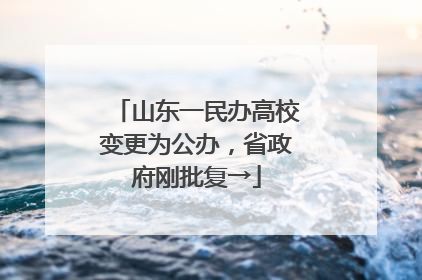 山东一民办高校变更为公办，省政府刚批复→