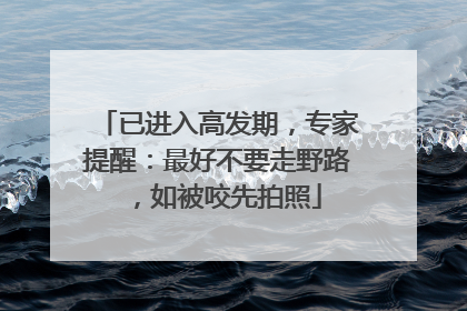 已进入高发期，专家提醒：最好不要走野路，如被咬先拍照