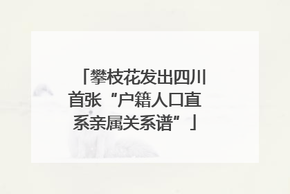 攀枝花发出四川首张“户籍人口直系亲属关系谱”
