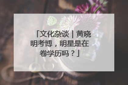文化杂谈｜黄晓明考博，明星是在卷学历吗？