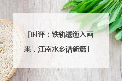 时评：铁轨逶迤入画来，江南水乡谱新篇