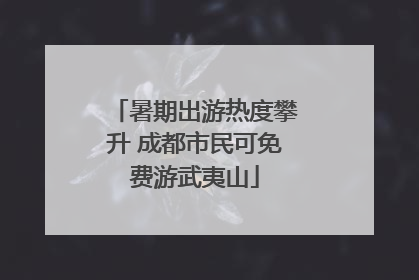 暑期出游热度攀升 成都市民可免费游武夷山