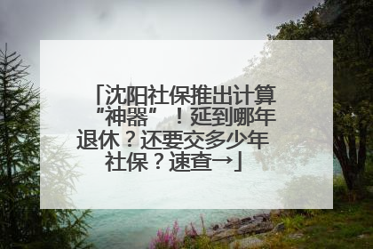沈阳社保推出计算“神器”！延到哪年退休？还要交多少年社保？速查→
