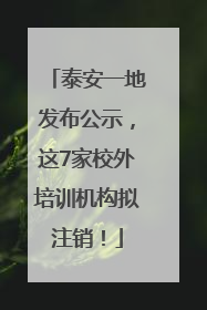 泰安一地发布公示，这7家校外培训机构拟注销！