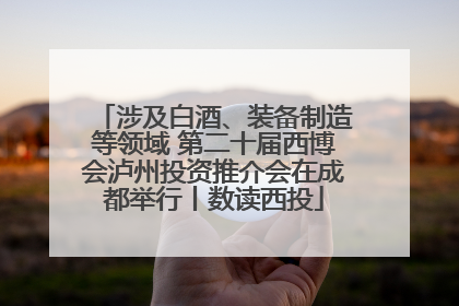 涉及白酒、装备制造等领域 第二十届西博会泸州投资推介会在成都举行丨数读西投