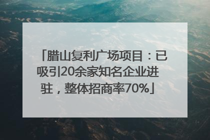 腊山复利广场项目：已吸引20余家知名企业进驻，整体招商率70%
