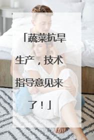蔬菜抗旱生产，技术指导意见来了！