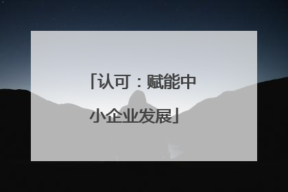 认可：赋能中小企业发展