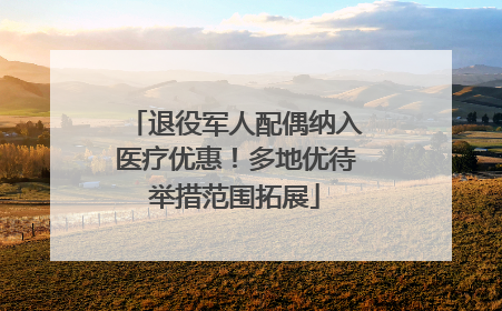退役军人配偶纳入医疗优惠！多地优待举措范围拓展
