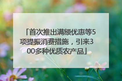 首次推出满额优惠等5项提振消费措施，引来300多种优质农产品