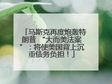 马斯克再度炮轰特朗普 “大而美法案”：将使美国背上沉重债务负担！