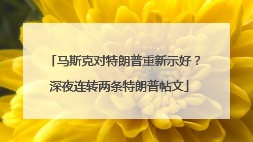 马斯克对特朗普重新示好？深夜连转两条特朗普帖文