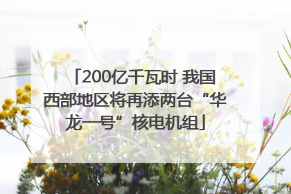 200亿千瓦时 我国西部地区将再添两台“华龙一号”核电机组